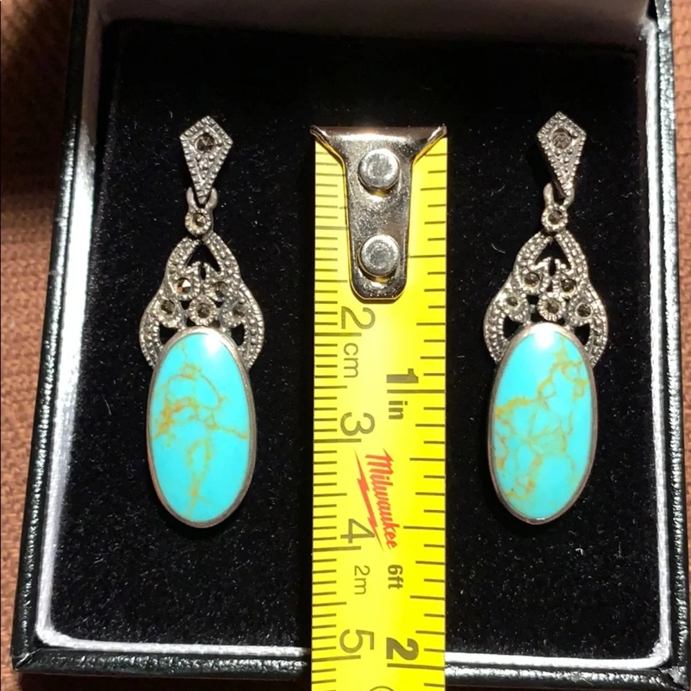 Sterling Silver/Turquoise classic danglin earrings - Picture 7 of 11